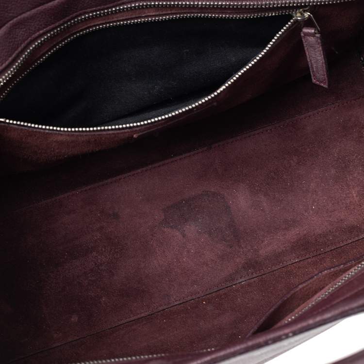 Pre Owned Saint Laurent Burgundy Leather Medium Cabas Rive Gauche Tote