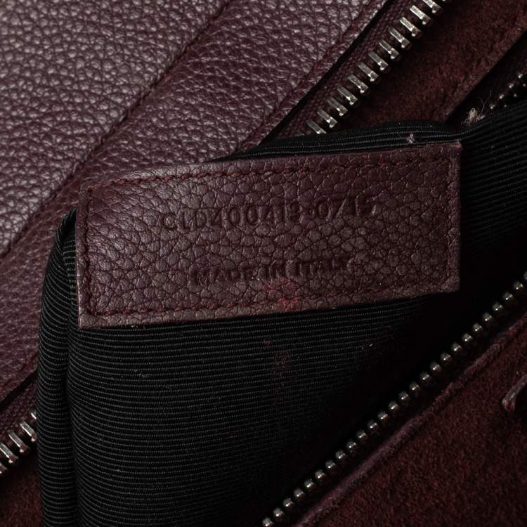 Pre Owned Saint Laurent Burgundy Leather Medium Cabas Rive Gauche Tote