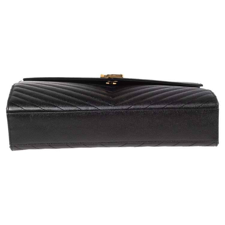 Pre Owned Saint Laurent Black Matelassé Leather Large Cassandre Flap Bag