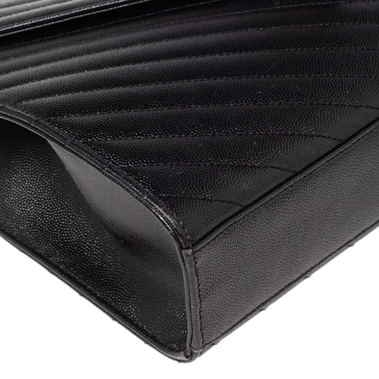 Pre Owned Saint Laurent Black Matelassé Leather Large Cassandre Flap Bag