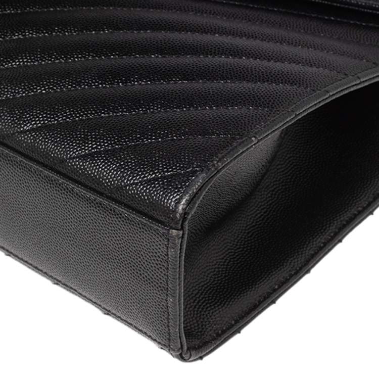 Pre Owned Saint Laurent Black Matelassé Leather Large Cassandre Flap Bag