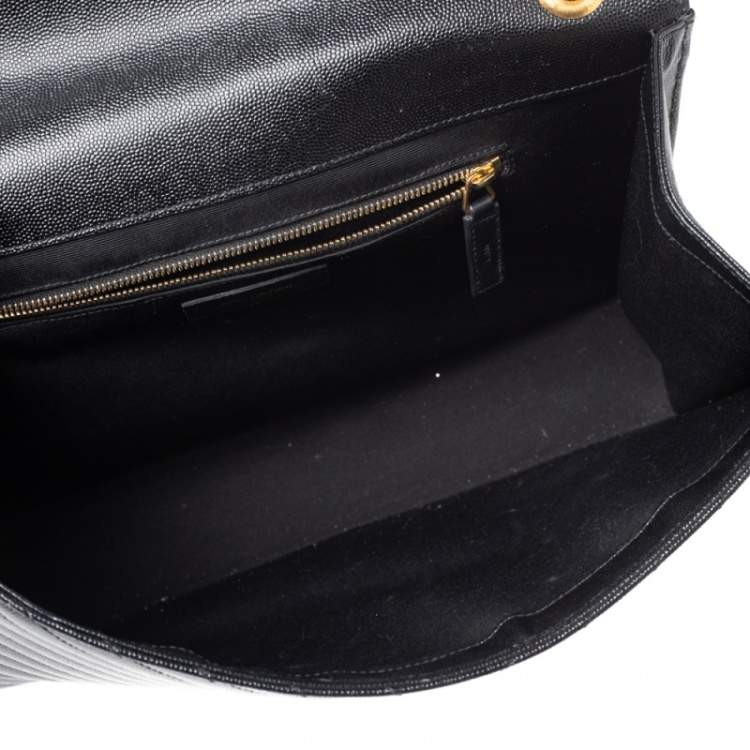 Pre Owned Saint Laurent Black Matelassé Leather Large Cassandre Flap Bag