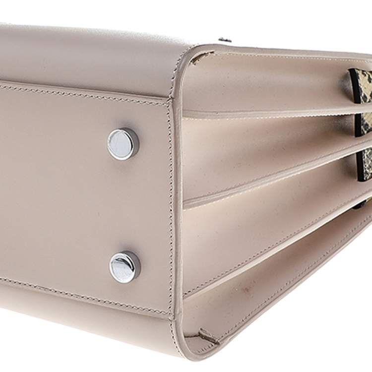 Pre Owned Saint Laurent Pale Pink Leather And Python Embossed Leather Small Sac De Jour Tote 