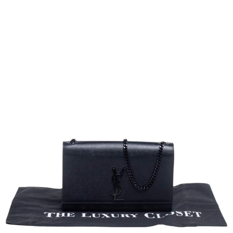 Pre Owned Saint Laurent Black Leather Medium Kate Shoulder Bag
