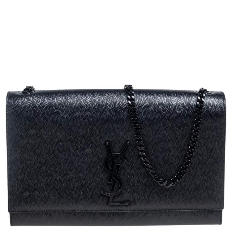Pre Owned Saint Laurent Black Leather Medium Kate Shoulder Bag