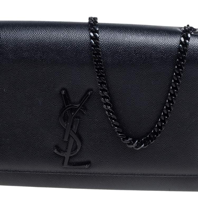 Pre Owned Saint Laurent Black Leather Medium Kate Shoulder Bag