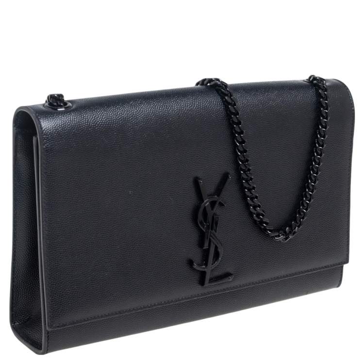 Pre Owned Saint Laurent Black Leather Medium Kate Shoulder Bag