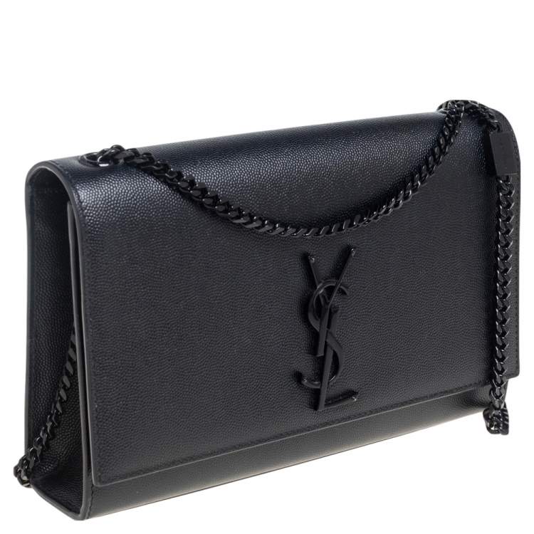Pre Owned Saint Laurent Black Leather Medium Kate Shoulder Bag