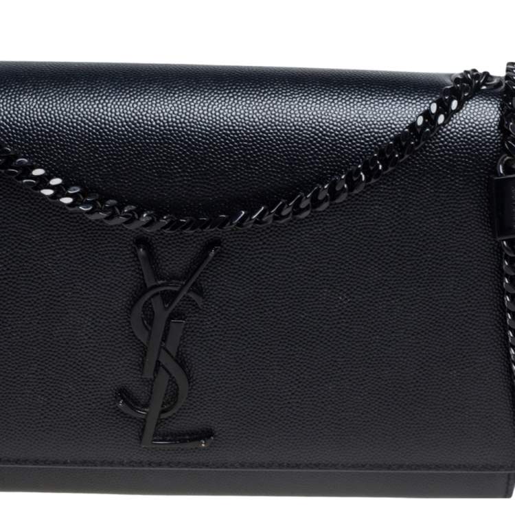 Pre Owned Saint Laurent Black Leather Medium Kate Shoulder Bag