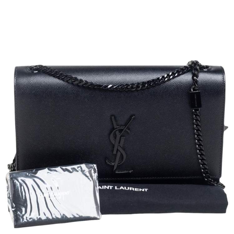 Pre Owned Saint Laurent Black Leather Medium Kate Shoulder Bag