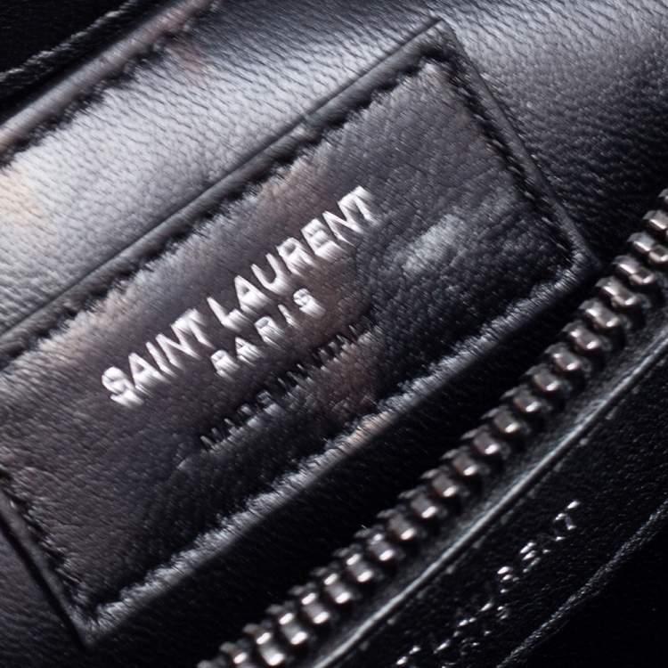 Pre Owned Saint Laurent Black Matelassé Leather Large College Top Handle Bag
