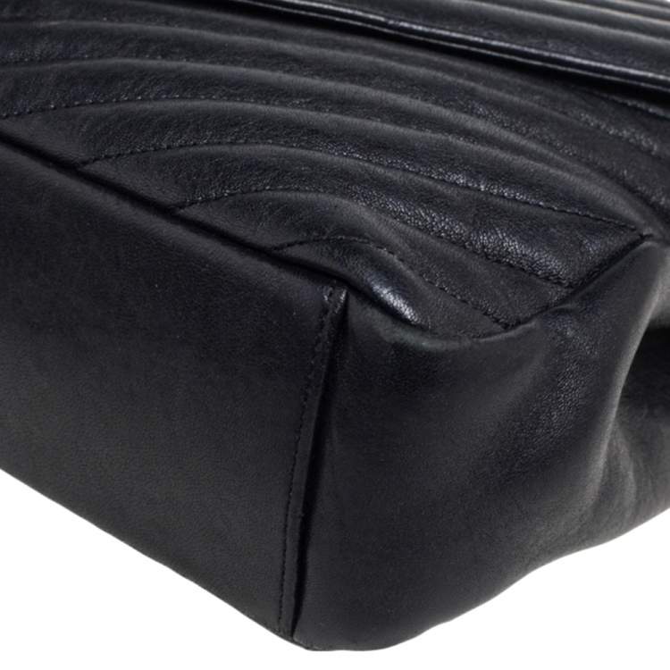 Pre Owned Saint Laurent Black Matelassé Leather Large College Top Handle Bag