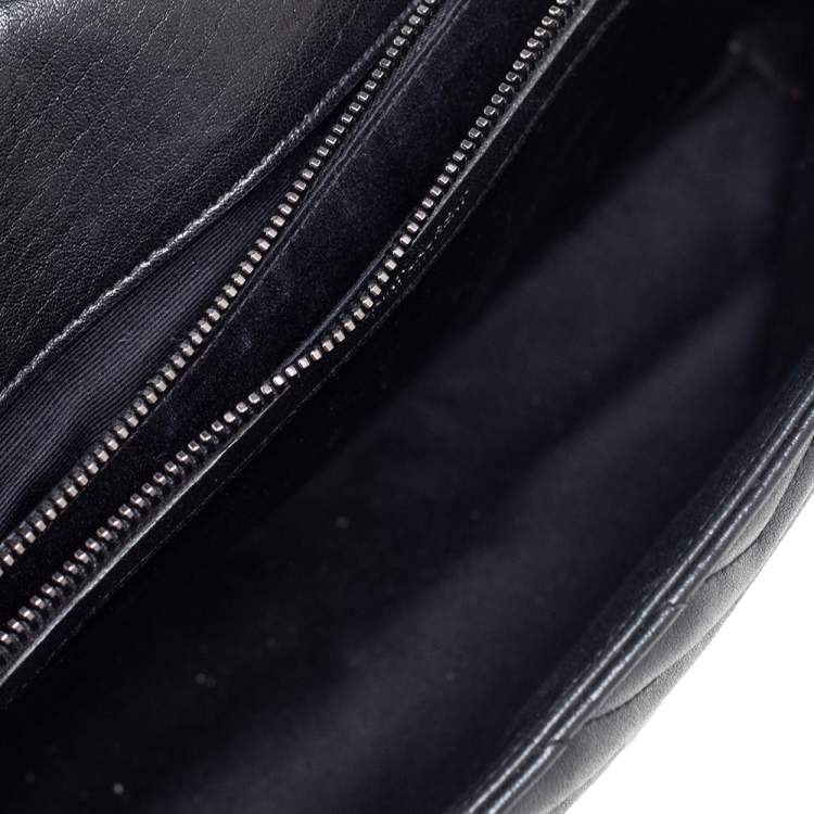 Pre Owned Saint Laurent Black Matelassé Leather Large College Top Handle Bag