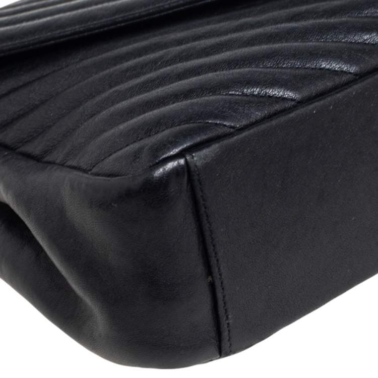 Pre Owned Saint Laurent Black Matelassé Leather Large College Top Handle Bag