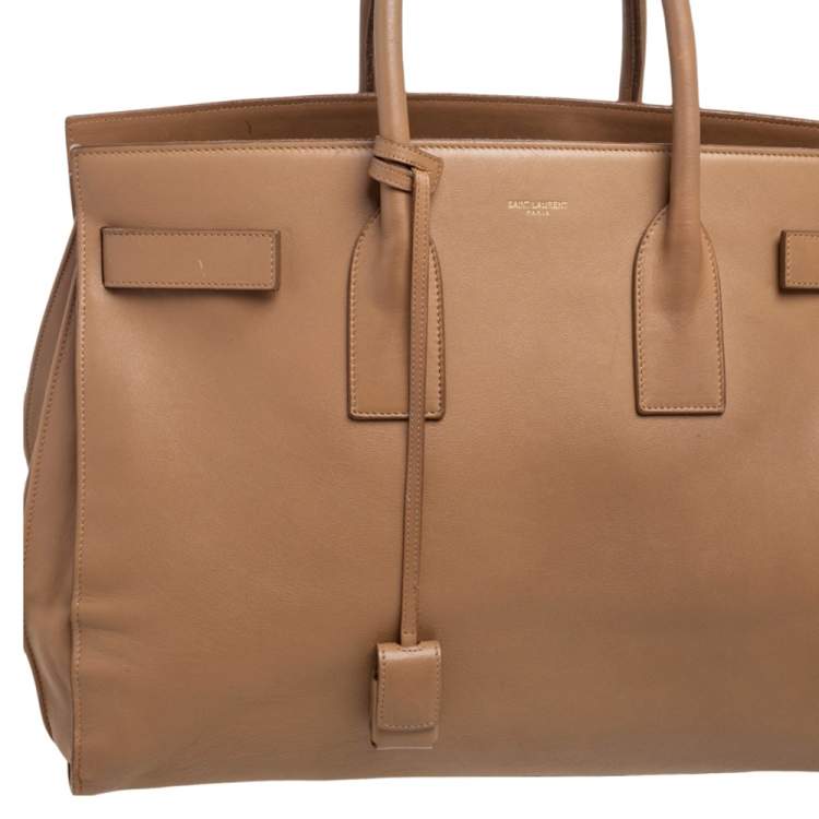 Pre Owned Saint Laurent Beige Leather Large Sac De Jour Tote