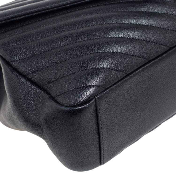 Pre Owned Saint Laurent Black Matelassé Leather Large College Top Handle Bag