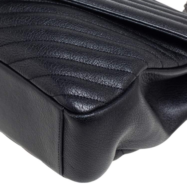 Pre Owned Saint Laurent Black Matelassé Leather Large College Top Handle Bag