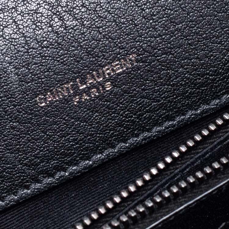 Pre Owned Saint Laurent Black Matelassé Leather Large College Top Handle Bag