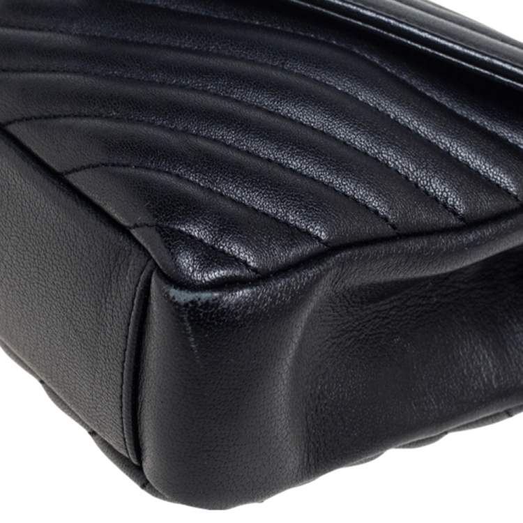 Pre Owned Saint Laurent Black Matelassé Leather Medium College Top Handle Bag