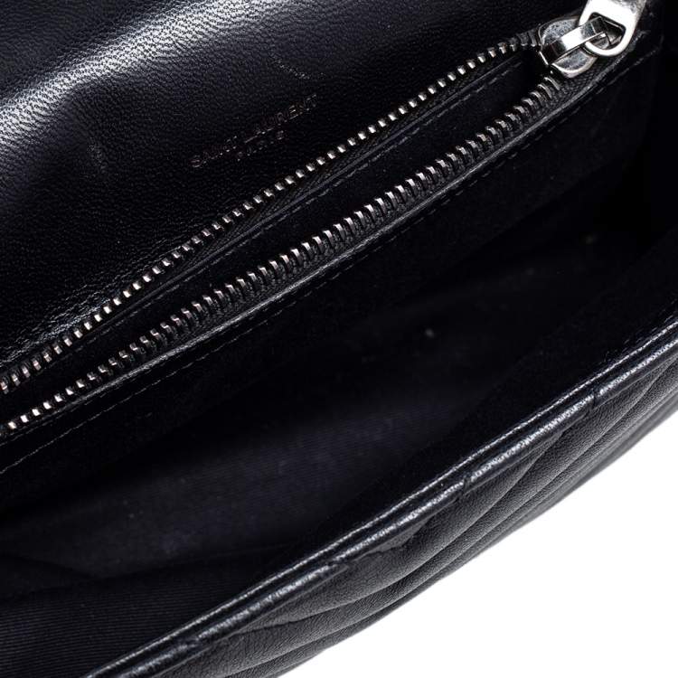 Pre Owned Saint Laurent Black Matelassé Leather Medium College Top Handle Bag