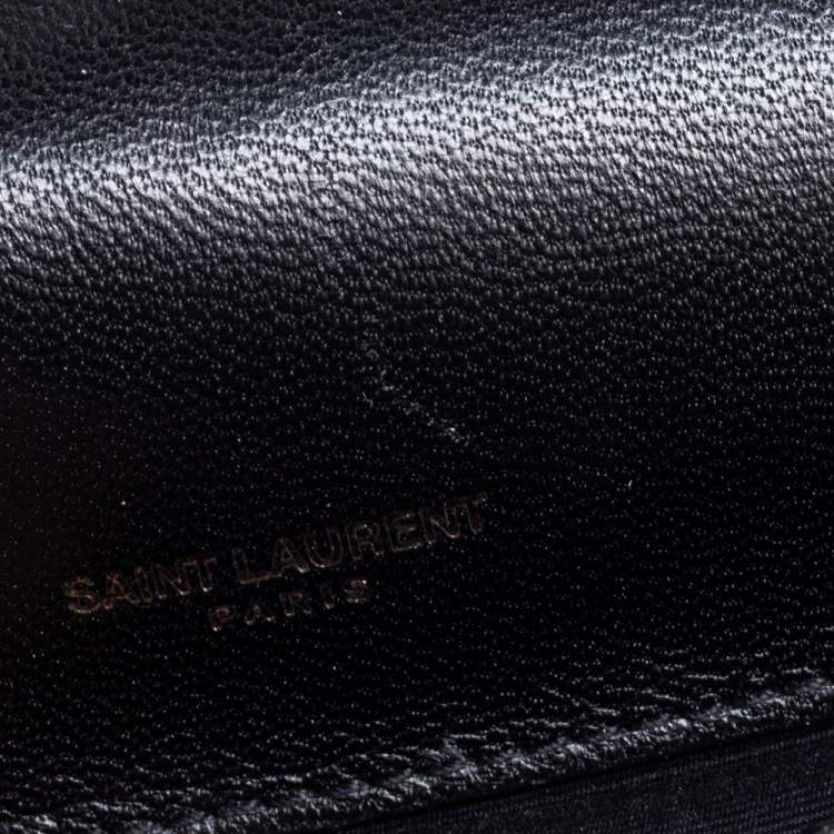Pre Owned Saint Laurent Black Matelassé Leather Medium College Top Handle Bag