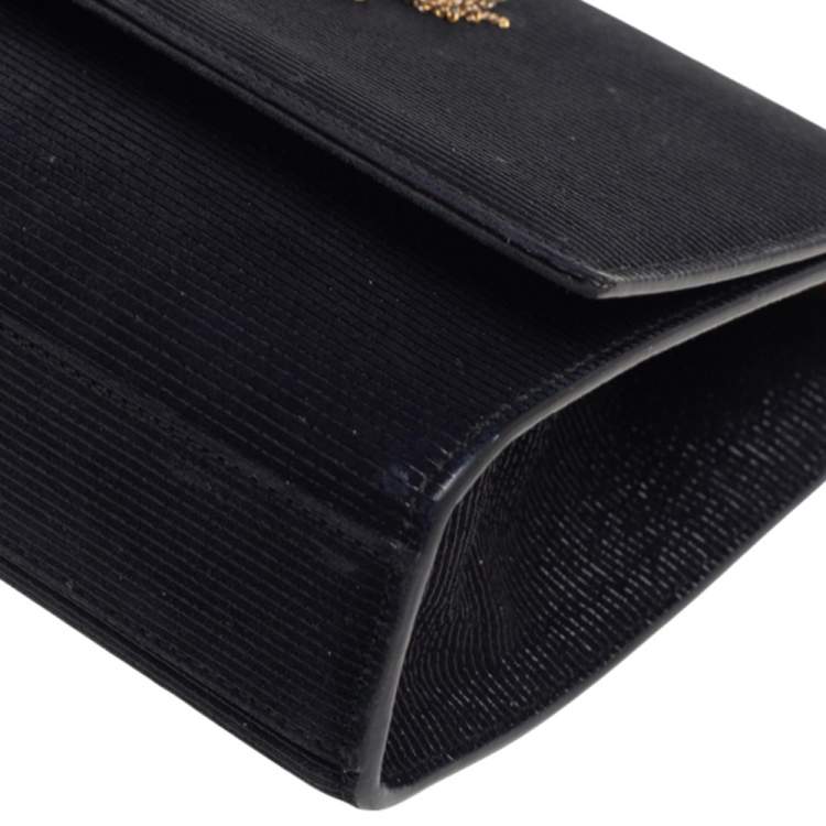 Pre Owned Saint Laurent Paris Black Suede Kate Tassel Bag