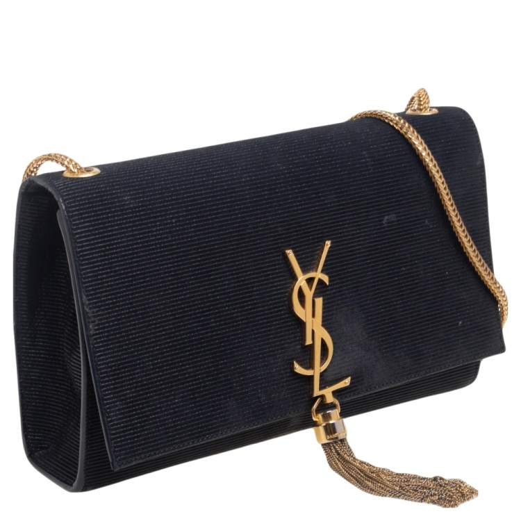 Pre Owned Saint Laurent Paris Black Suede Kate Tassel Bag
