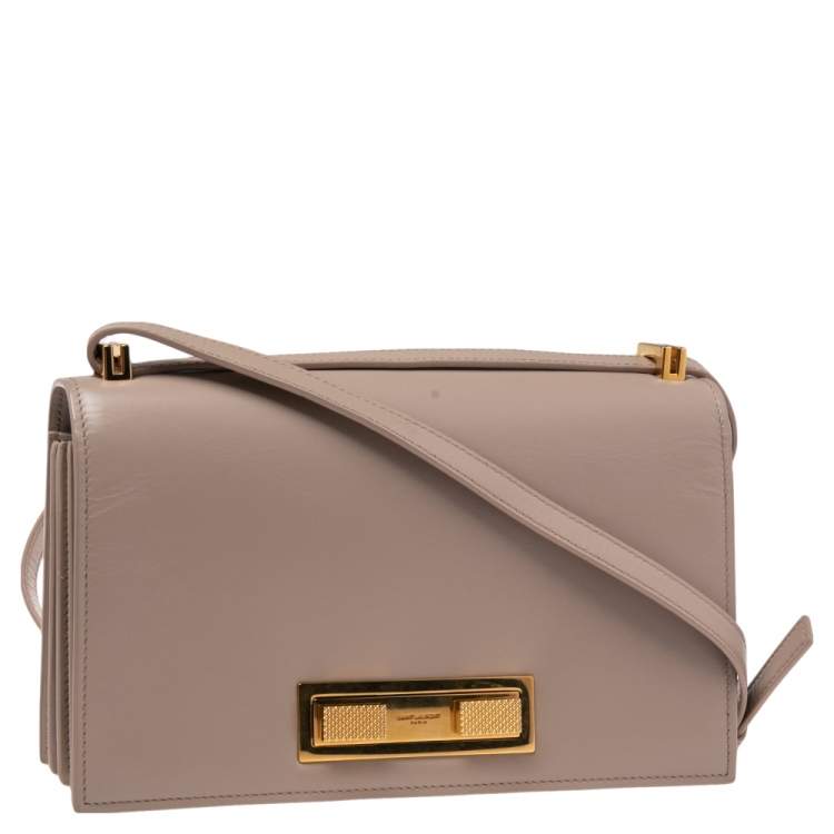 Pre Owned Saint Laurent Beige Leather Domino Shoulder Bag 