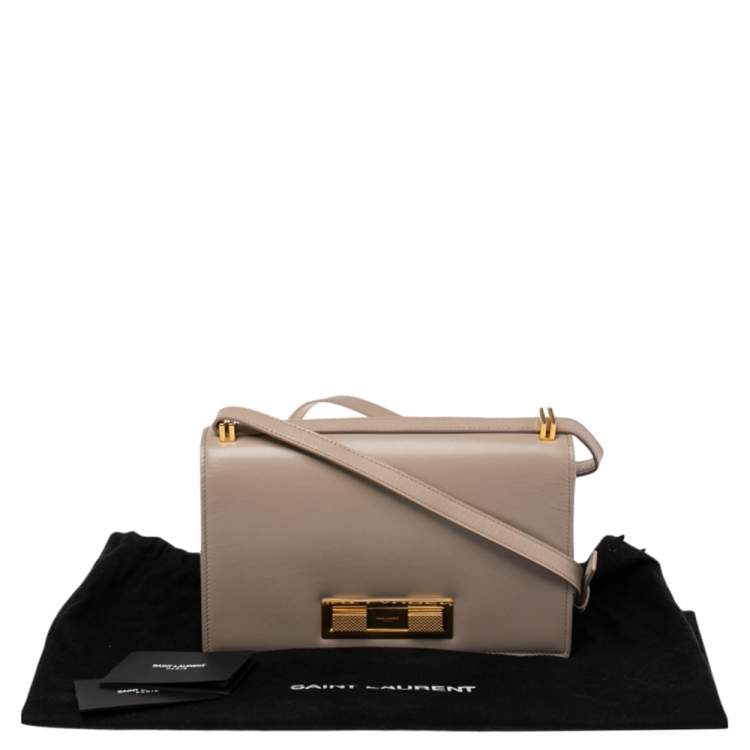 Pre Owned Saint Laurent Beige Leather Domino Shoulder Bag 