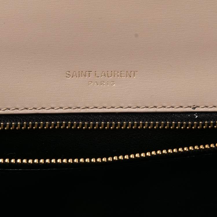 Pre Owned Saint Laurent Beige Leather Domino Shoulder Bag 