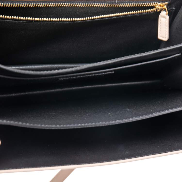 Pre Owned Saint Laurent Beige Leather Domino Shoulder Bag 