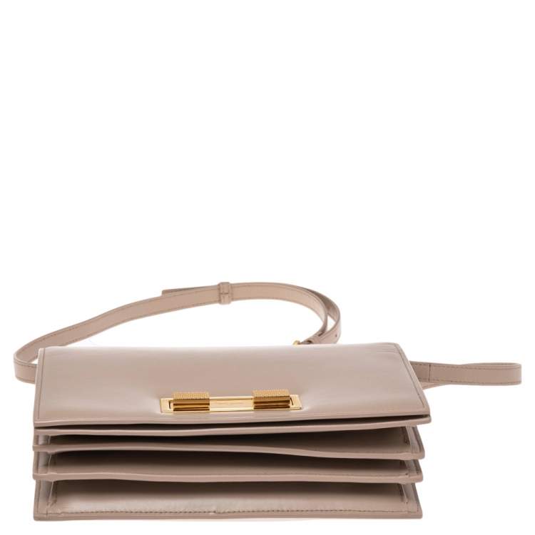 Pre Owned Saint Laurent Beige Leather Domino Shoulder Bag 