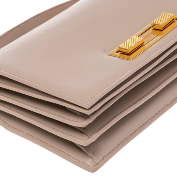 Pre Owned Saint Laurent Beige Leather Domino Shoulder Bag 