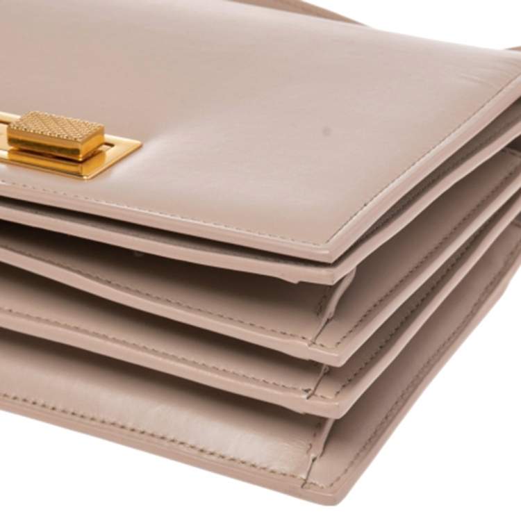 Pre Owned Saint Laurent Beige Leather Domino Shoulder Bag 
