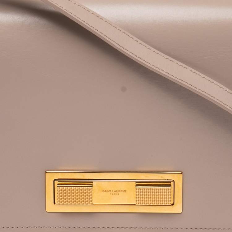 Pre Owned Saint Laurent Beige Leather Domino Shoulder Bag 