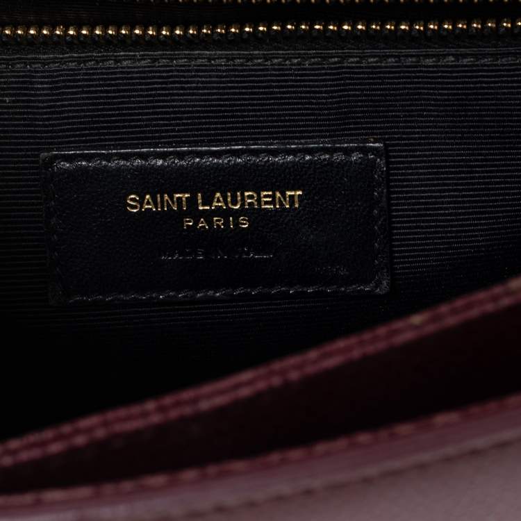 Pre Owned Saint Laurent Burgundy Leather Medium Monogram Universite Shoulder Bag
