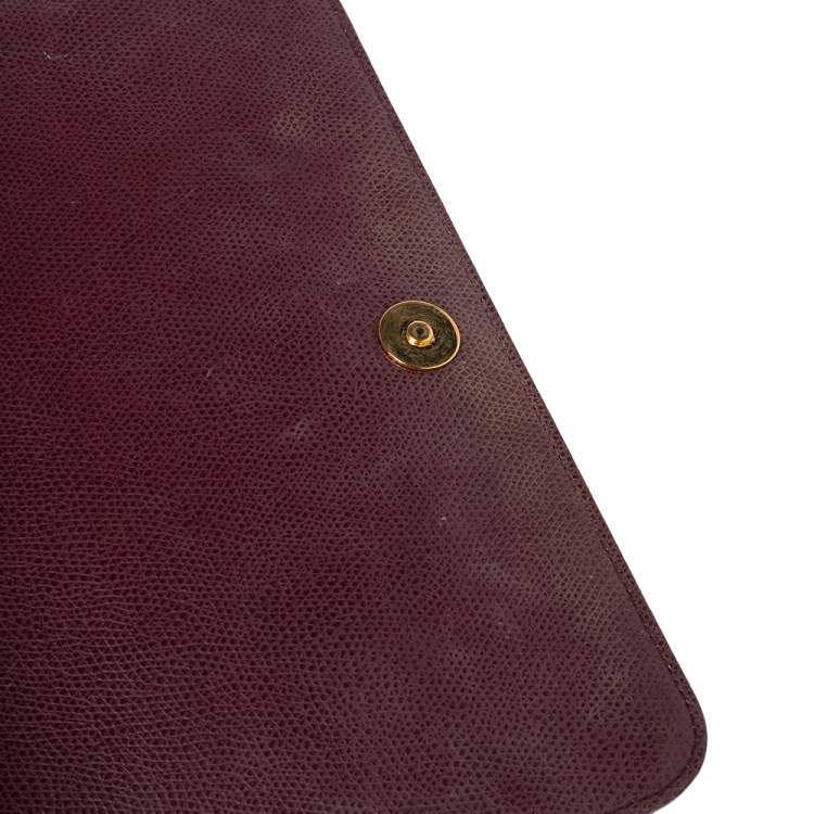 Pre Owned Saint Laurent Burgundy Leather Medium Monogram Universite Shoulder Bag