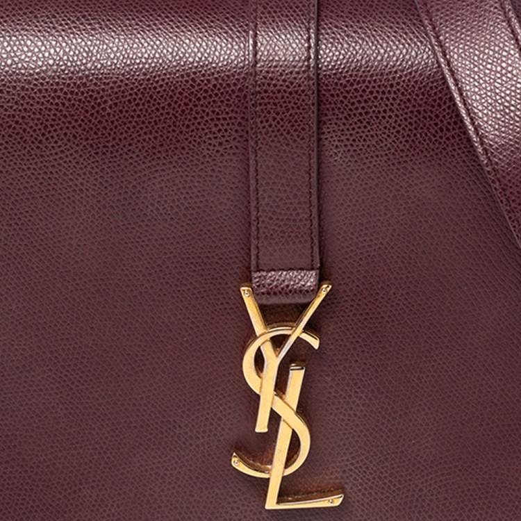 Pre Owned Saint Laurent Burgundy Leather Medium Monogram Universite Shoulder Bag