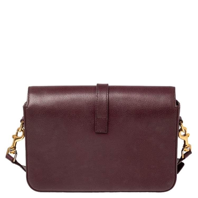 Pre Owned Saint Laurent Burgundy Leather Medium Monogram Universite Shoulder Bag