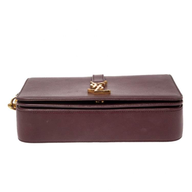 Pre Owned Saint Laurent Burgundy Leather Medium Monogram Universite Shoulder Bag
