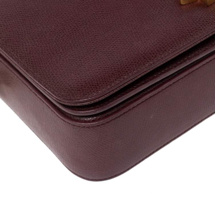 Pre Owned Saint Laurent Burgundy Leather Medium Monogram Universite Shoulder Bag