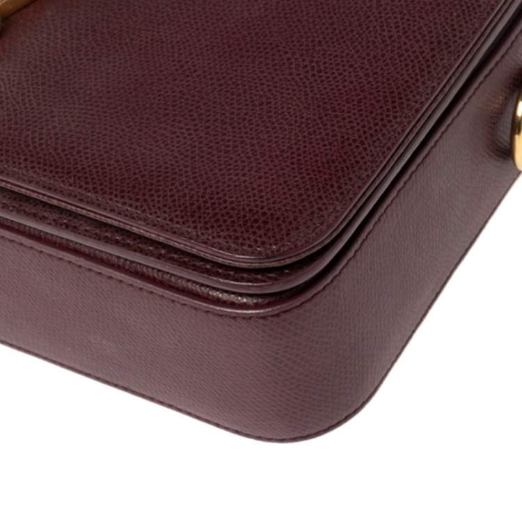 Pre Owned Saint Laurent Burgundy Leather Medium Monogram Universite Shoulder Bag