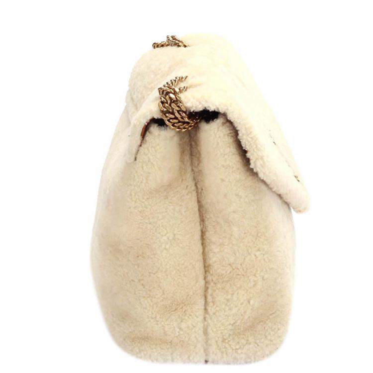 Pre Owned Saint Laurent Paris Creme Shearling LouLou Toy Bag