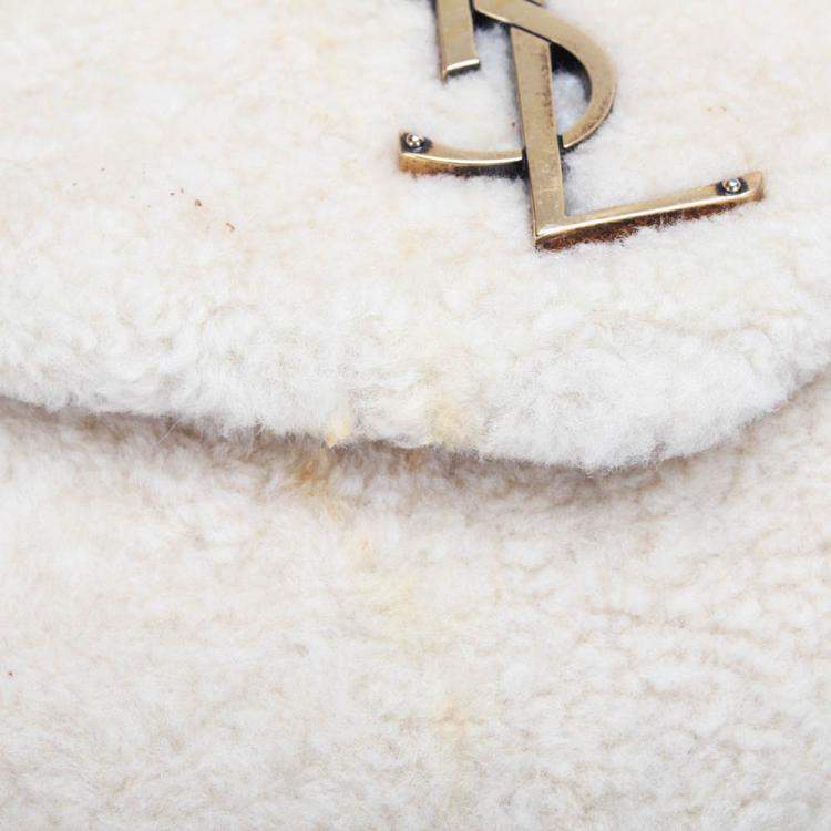 Pre Owned Saint Laurent Paris Creme Shearling LouLou Toy Bag