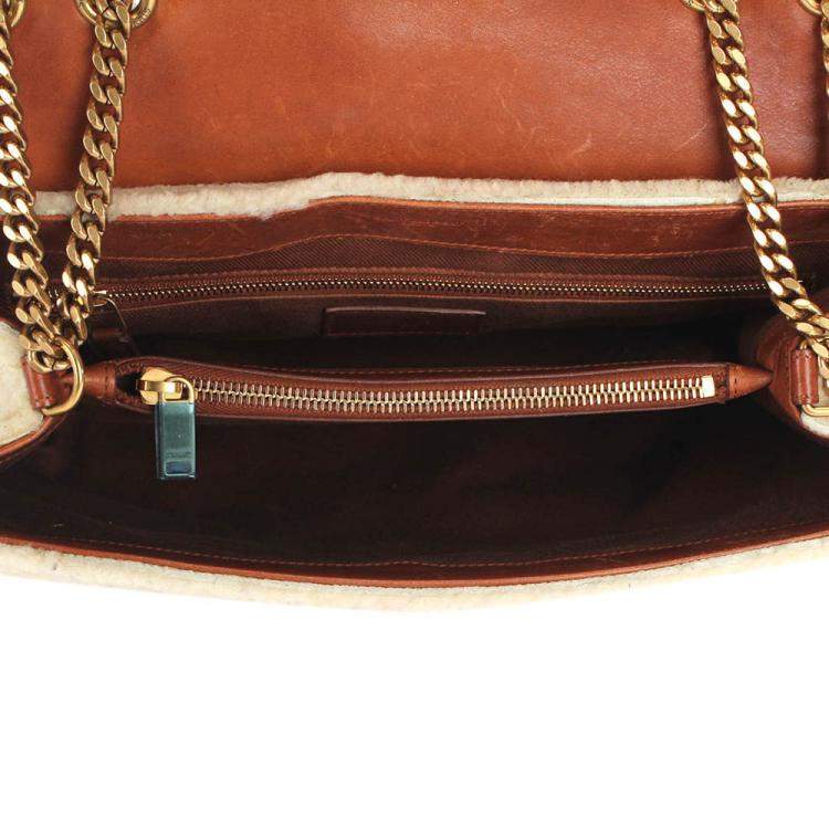 Pre Owned Saint Laurent Paris Creme Shearling LouLou Toy Bag