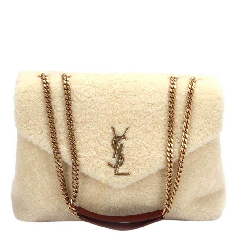 Pre Owned Saint Laurent Paris Creme Shearling LouLou Toy Bag