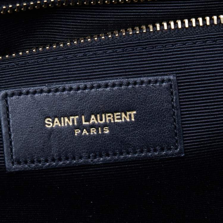 Pre Owned Saint Laurent Blue Leather Large Matelassé Envelope Shoulder Bag