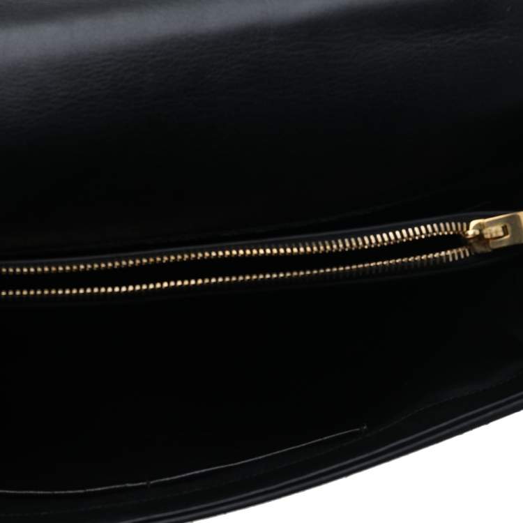 Pre Owned Saint Laurent Black/Beige Python Leather And Suede Medium Moujik Top Handle Bag