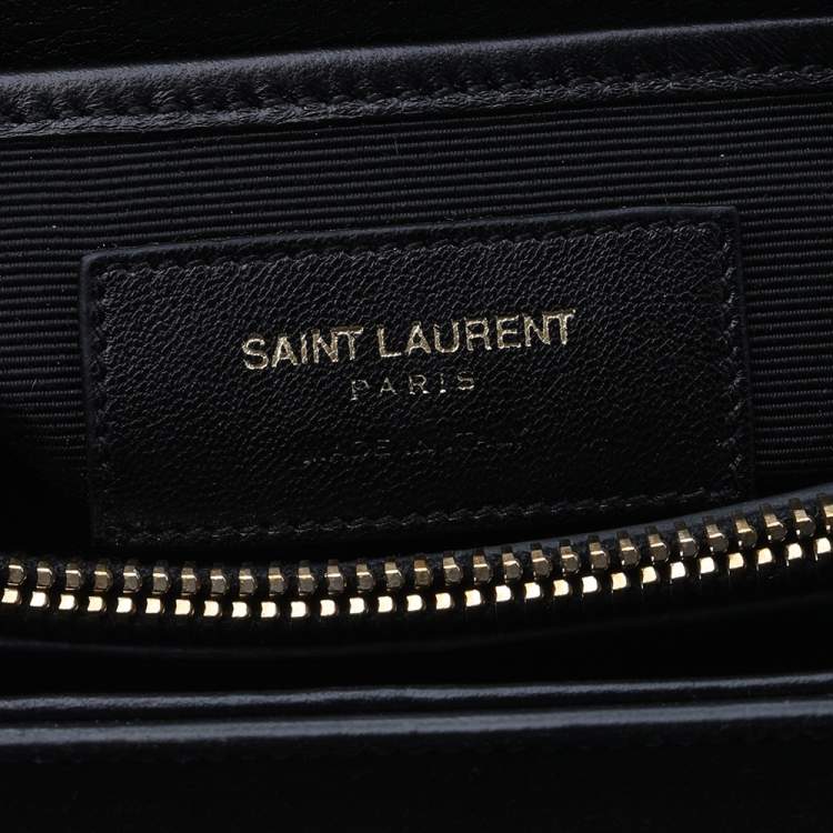 Pre Owned Saint Laurent Black/Beige Python Leather And Suede Medium Moujik Top Handle Bag