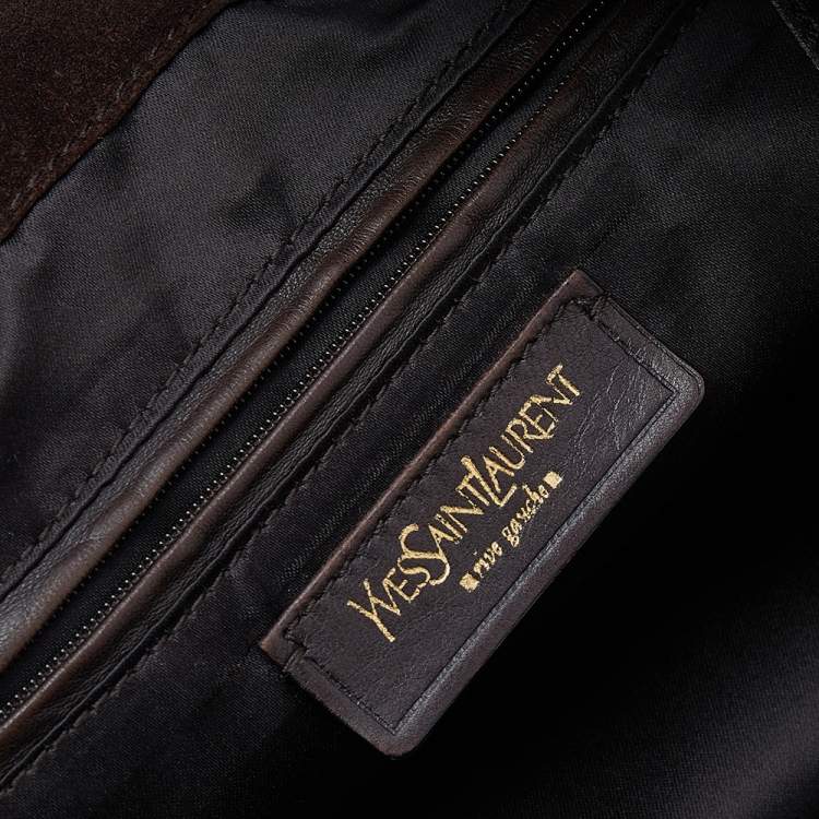 Pre Owned Saint Laurent Dark Brown Patent Leather Medium Downtown Tote